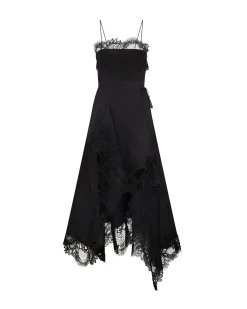 ASYMMETRIC LACE HEM MIDI DRESS