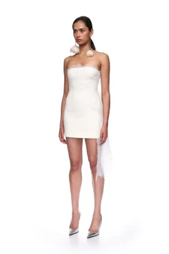 ASYMMETRIC LACE TOP MINI DRESS