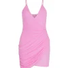 ASYMMETRIC RUCHED MINI DRESS