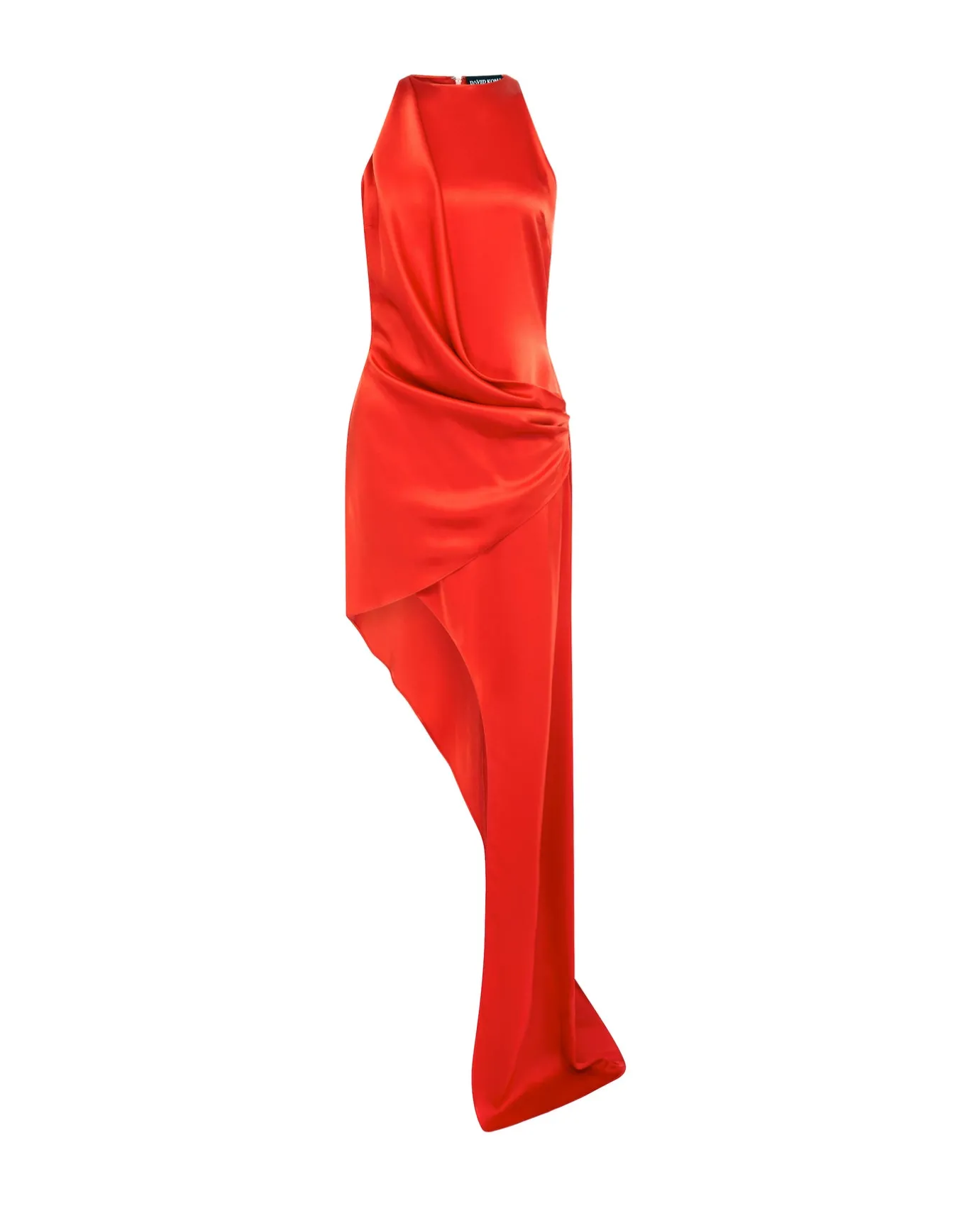ASYMMETRIC SATIN DRAPE GOWN