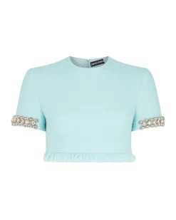 BOUCLE AND CRYSTAL CHAIN CROP TOP