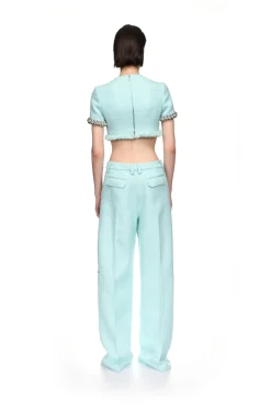 BOUCLE AND CRYSTAL CHAIN CROP TOP
