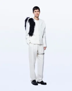 COLLARLESS BOUCLE WOOL JACKET