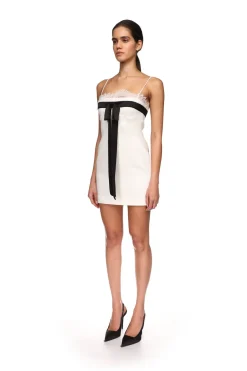 COLOUR CONTRAST BOW MINI DRESS