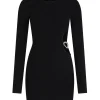 CRYSTAL BUCKLE AND CUTOUT KNIT MINI DRESS