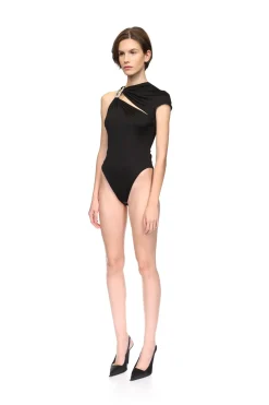 CRYSTAL BUCKLE AND JERSEY BODYSUIT