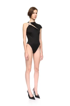 CRYSTAL BUCKLE AND JERSEY BODYSUIT