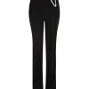 CRYSTAL BUCKLE EMBR & DRAPE OVERLAY TROUSERS