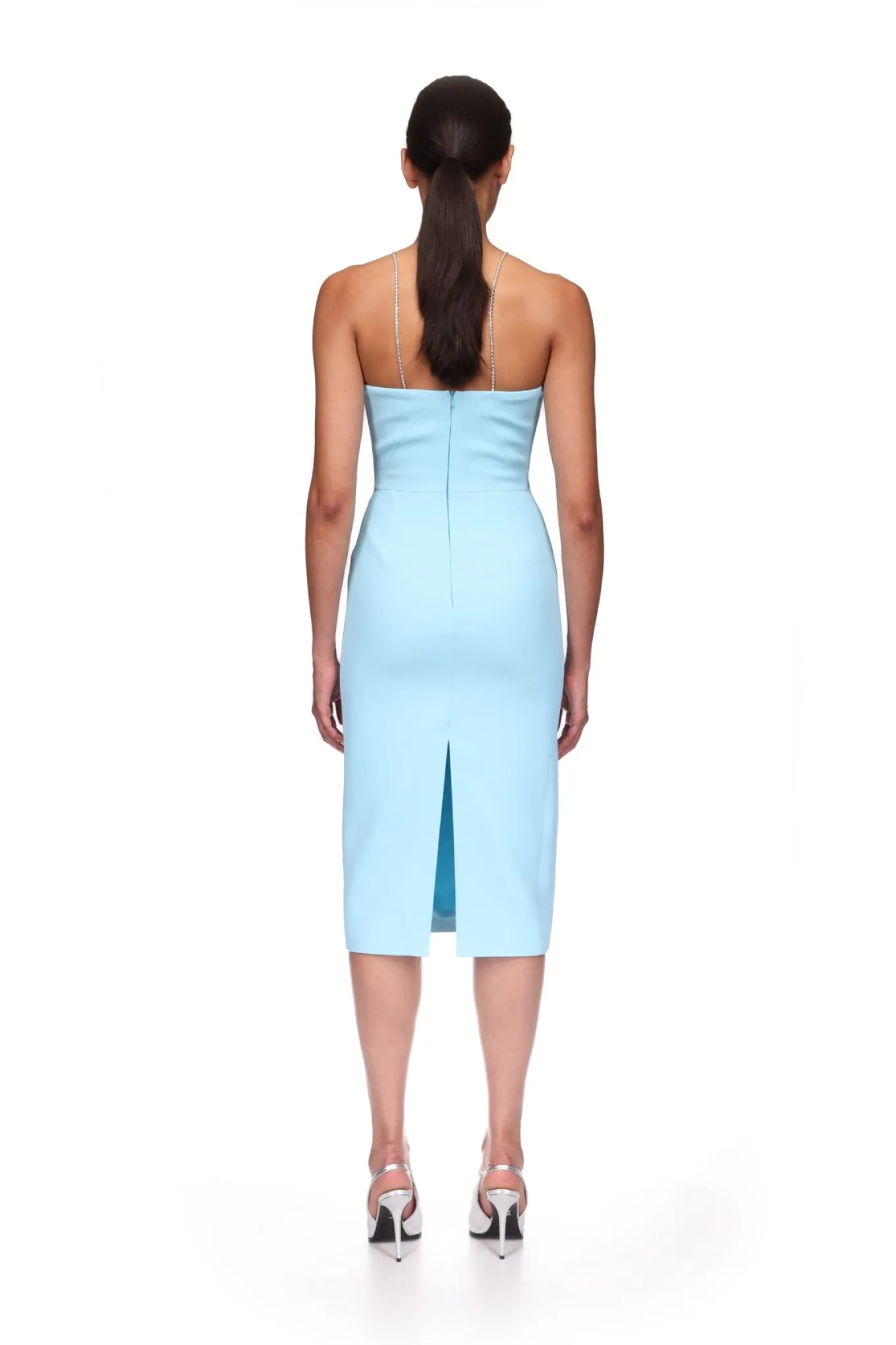 CRYSTAL CHAIN AND SWALLOW MIDI DRESS