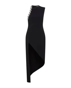 CRYSTAL CIRCLE CHAIN CHEST EMBROIDERY DRESS