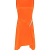 CRYSTAL CLAW DETAIL SLEEVELESS DRESS IN ORANGE