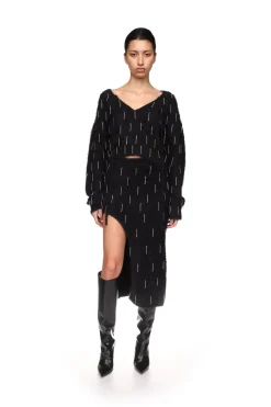 CRYSTAL EMBELLISHED KNIT JUMPER IN BLACK