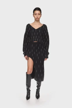 CRYSTAL EMBELLISHED KNIT JUMPER IN BLACK