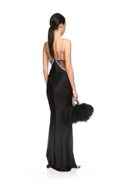 CRYSTAL EMBROIDERED BRA AND SATIN GOWN