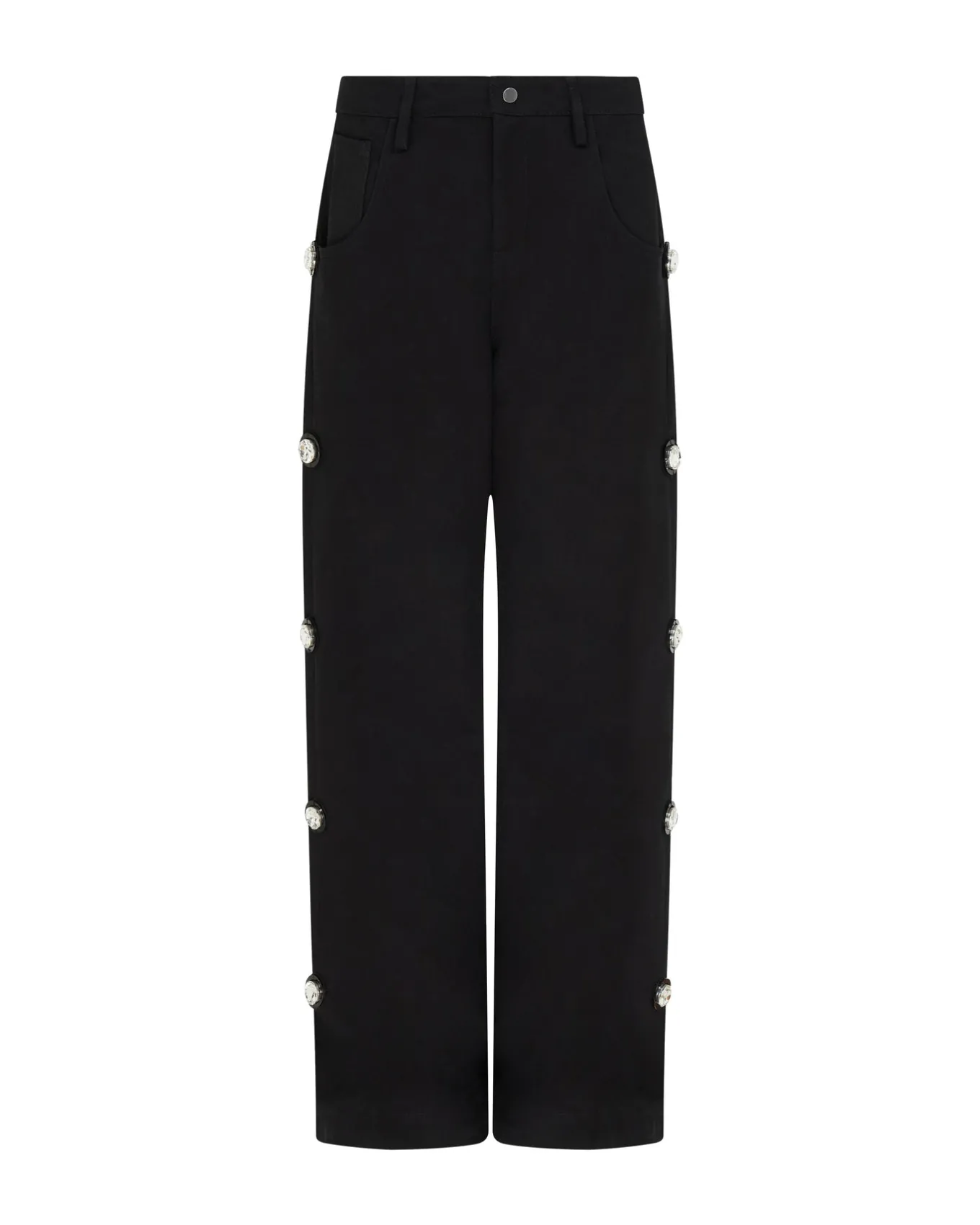 CRYSTAL EMBROIDERED DENIM TROUSERS