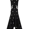 CRYSTAL EMBROIDERED PARTIAL CAPE MIDI DRESS
