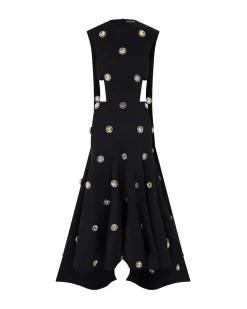 CRYSTAL EMBROIDERED PARTIAL CAPE MIDI DRESS