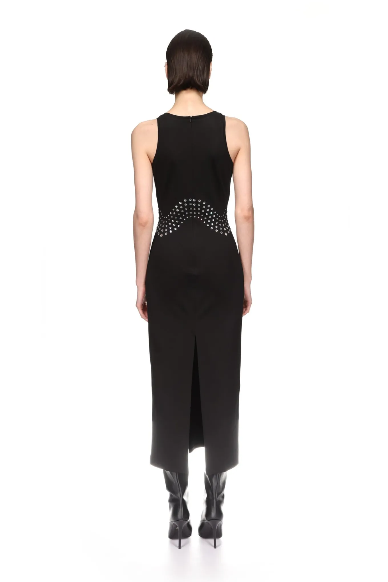 CRYSTAL EMBROIDERED TANK MIDI DRESS
