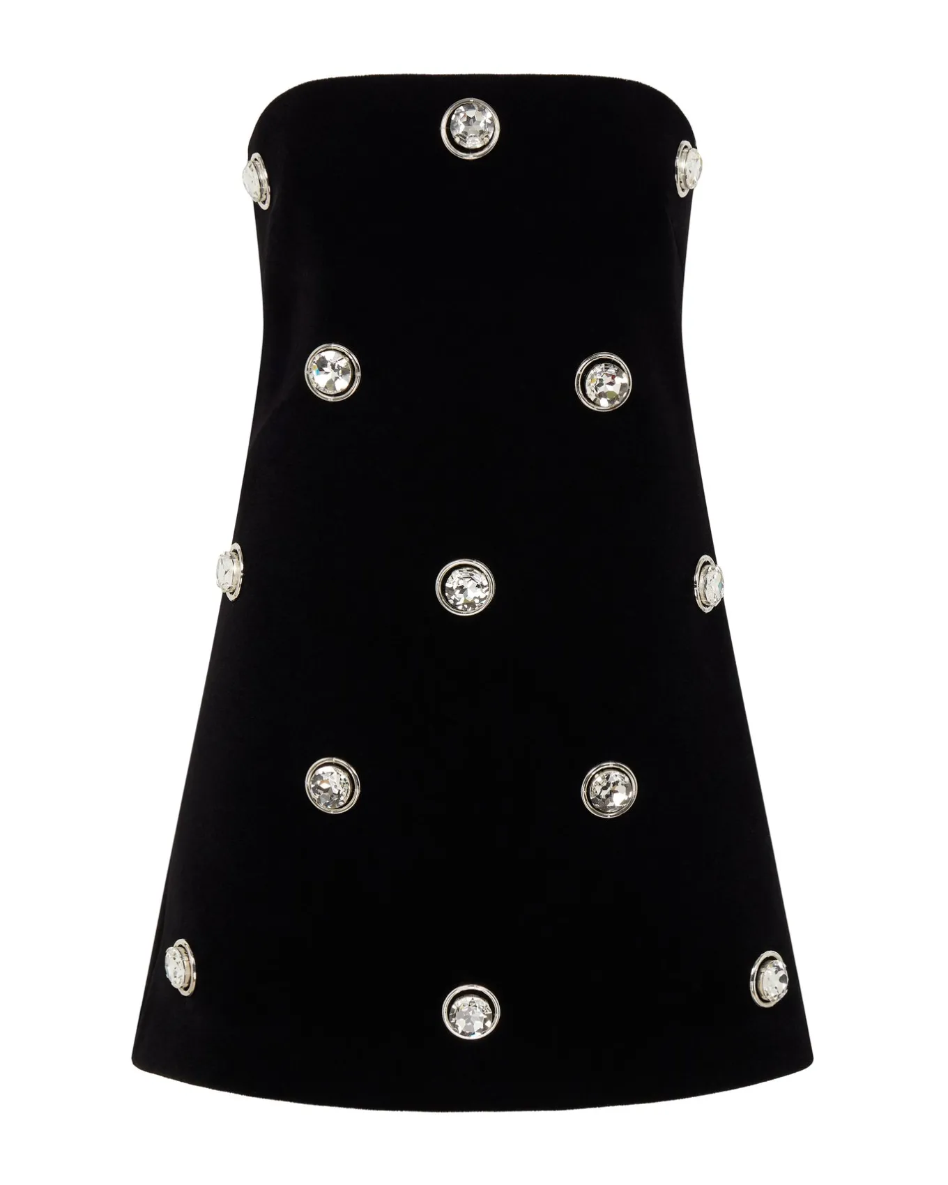 CRYSTAL EMBROIDERED VELVET MINI DRESS