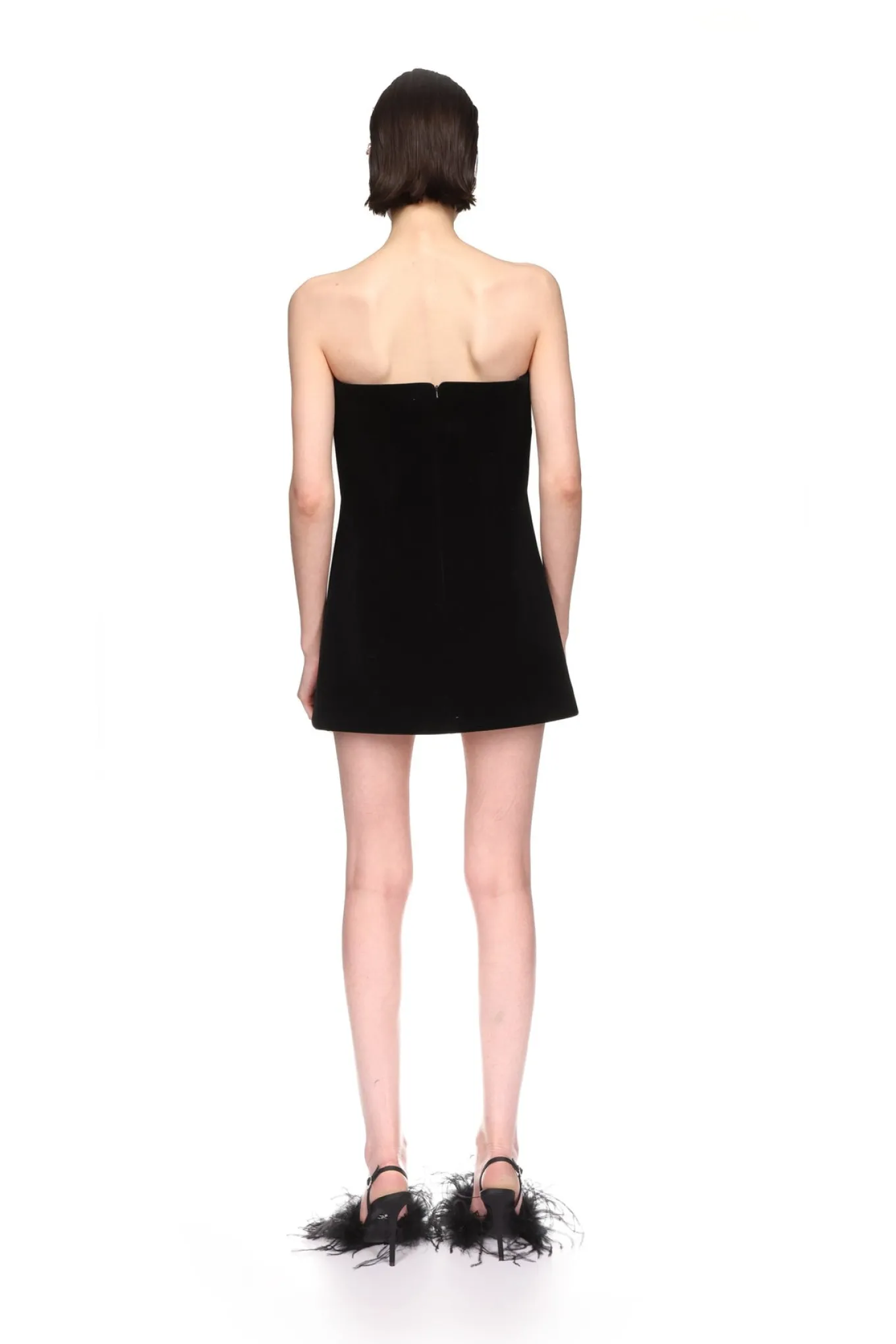 CRYSTAL EMBROIDERED VELVET MINI DRESS