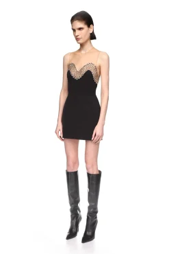 CRYSTAL EMBROIDERED WAVE MINI DRESS