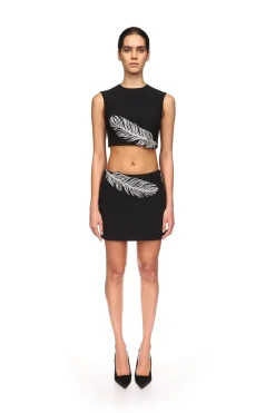 CRYSTAL FEATHER MINI SKIRT