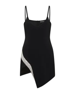 CRYSTAL WING EMBR OPEN LEG MINI DRESS