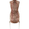 DEER HIDE PRINT RUSHED MINI DRESS