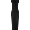 DETACHABLE FEATHER TRIM JUMPSUIT