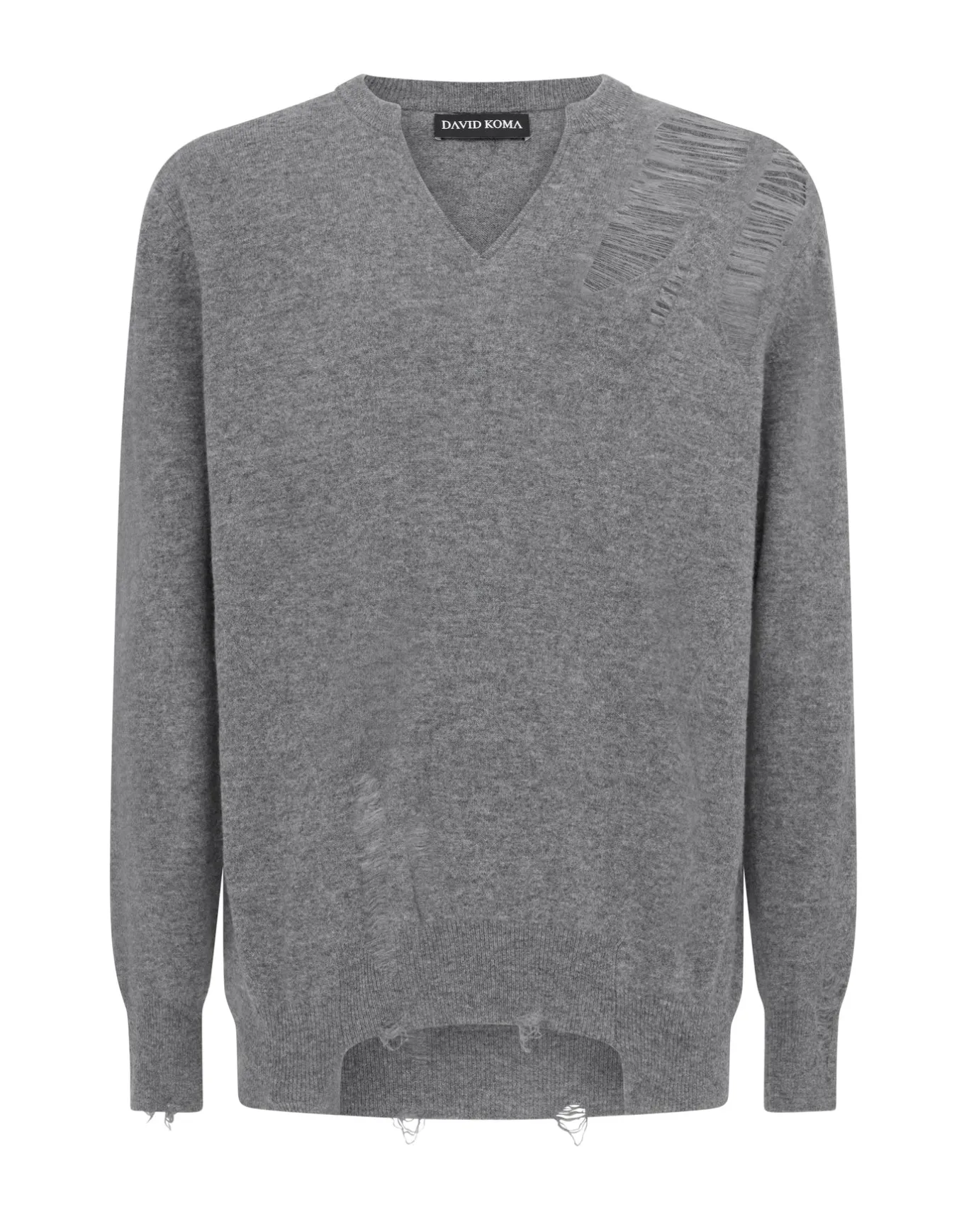 DISTRESSED FINE KNIT JUMPER IN BLACK