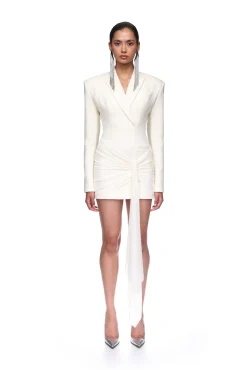 DRAPING OVERLAY TAILORED JACKET DRESS
