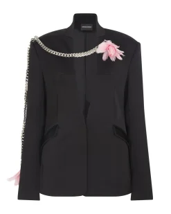 FEATHER FLOWERS AND CHAIN JACKET