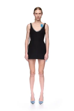 FEATHER FLOWERS AND CHAIN MINI DRESS