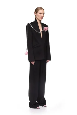 FEATHER FLOWERS AND CHAIN JACKET