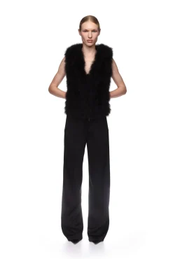 FEATHER FRONT SLEEVELESS HOODIE