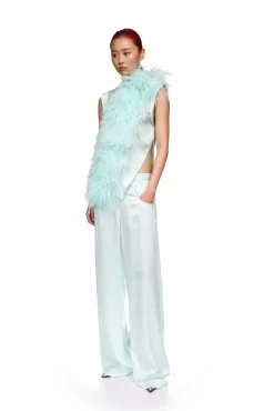 FEATHER PANEL SATIN TOP