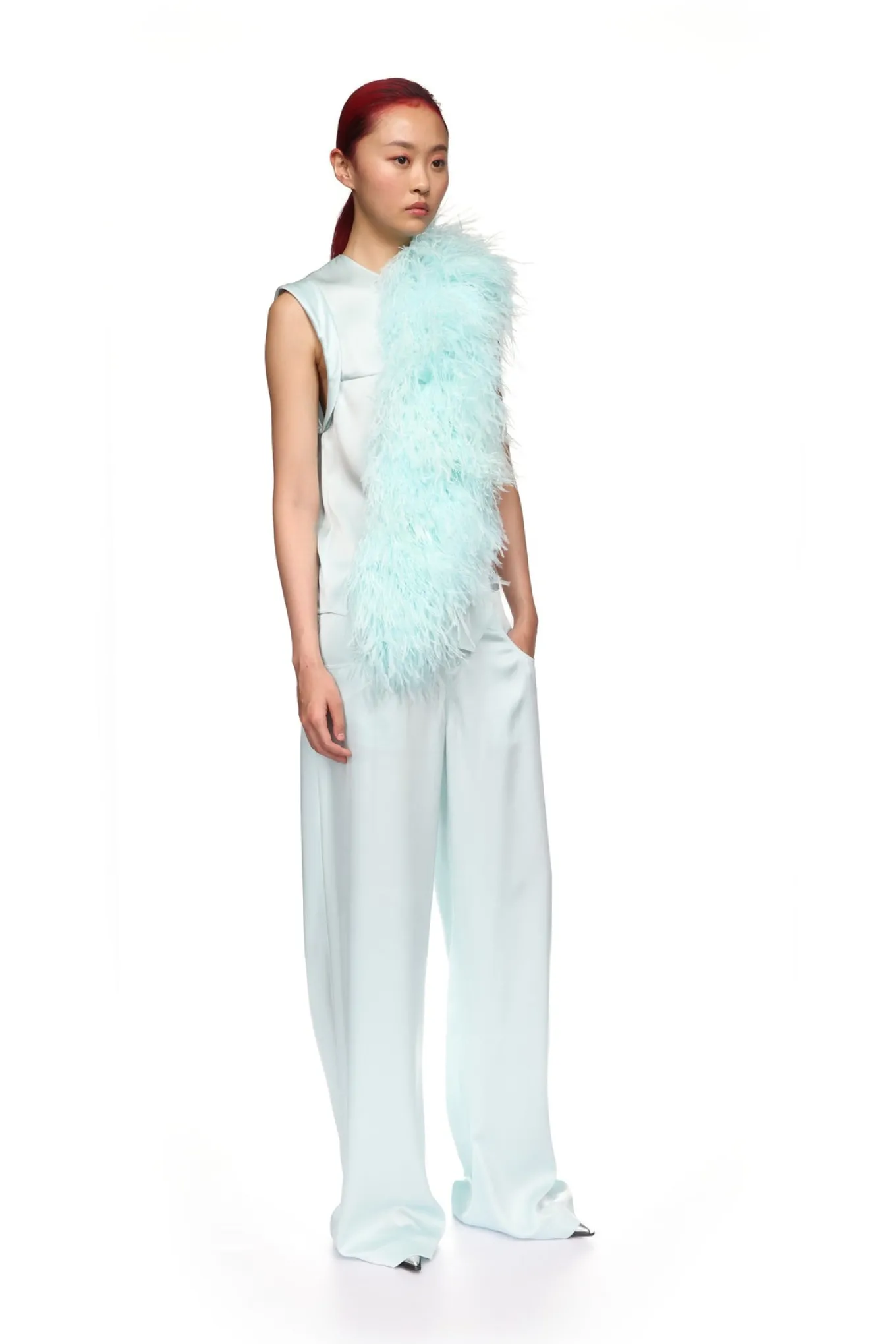 FEATHER PANEL SATIN TOP