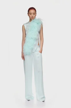 FEATHER PANEL SATIN TOP