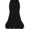 FEATHER TRIM MINI DRESS IN BLACK