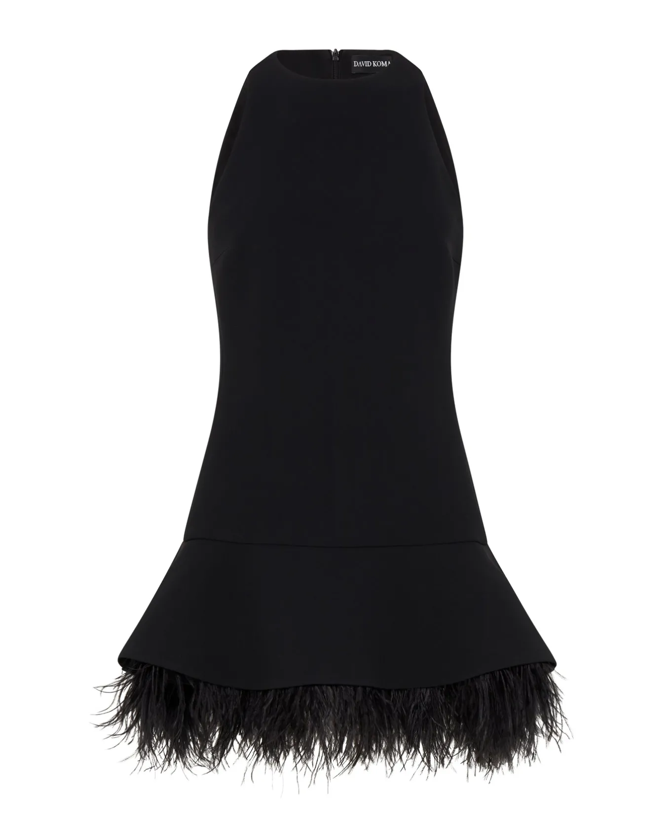 FEATHER TRIM MINI DRESS IN BLACK