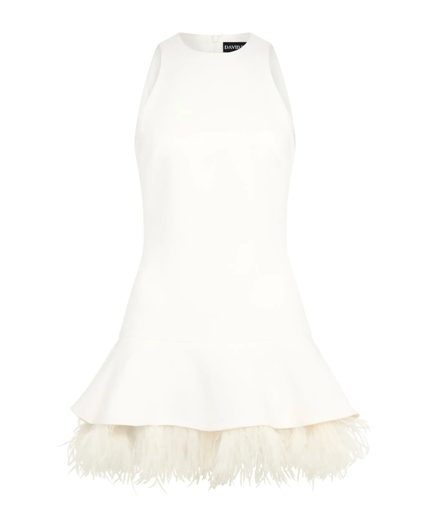 FEATHER TRIM MINI DRESS IN WHITE