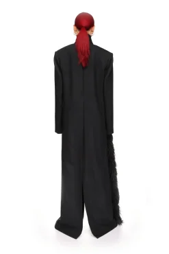 FEATHER TRIM TAILORED COAT