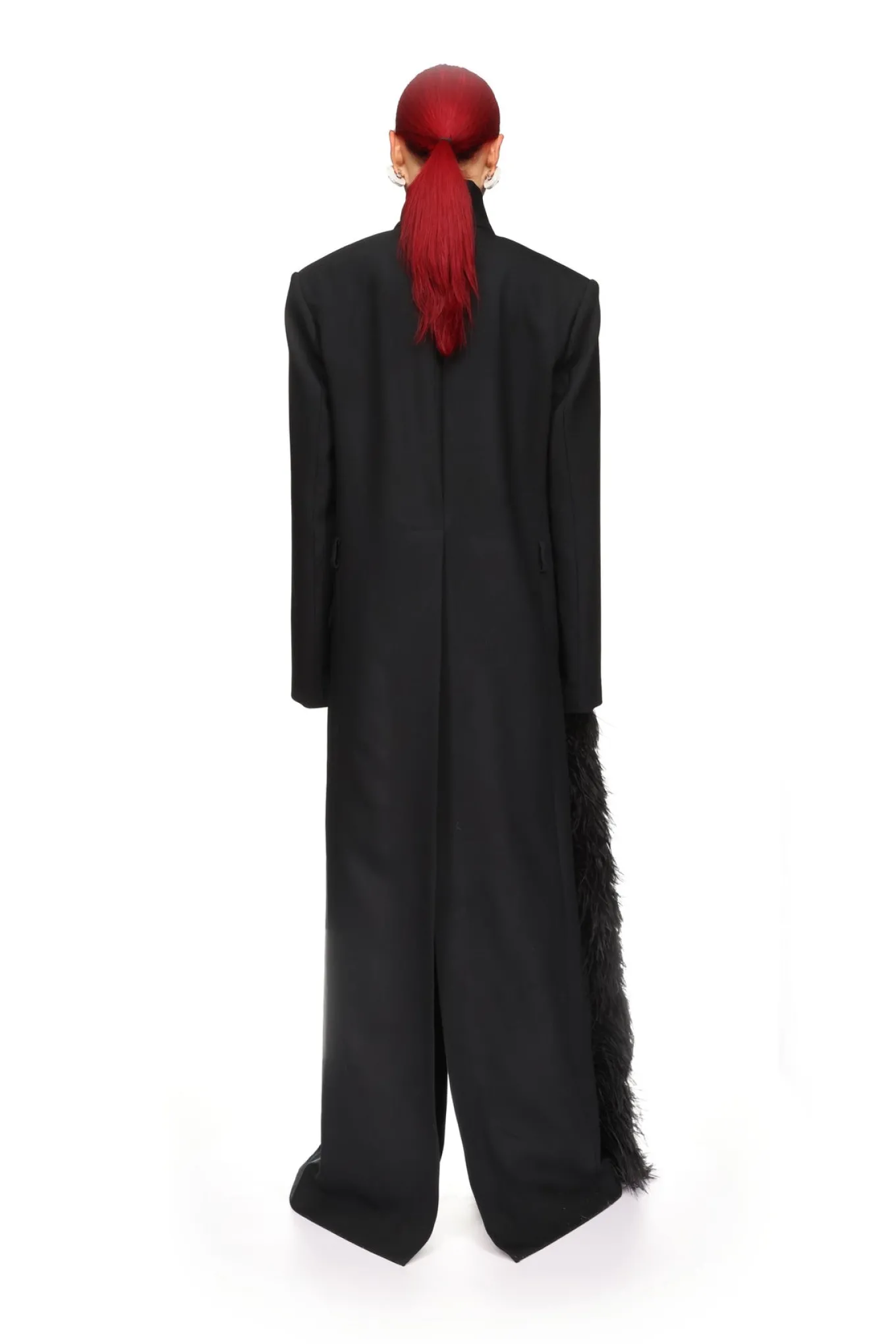 FEATHER TRIM TAILORED COAT