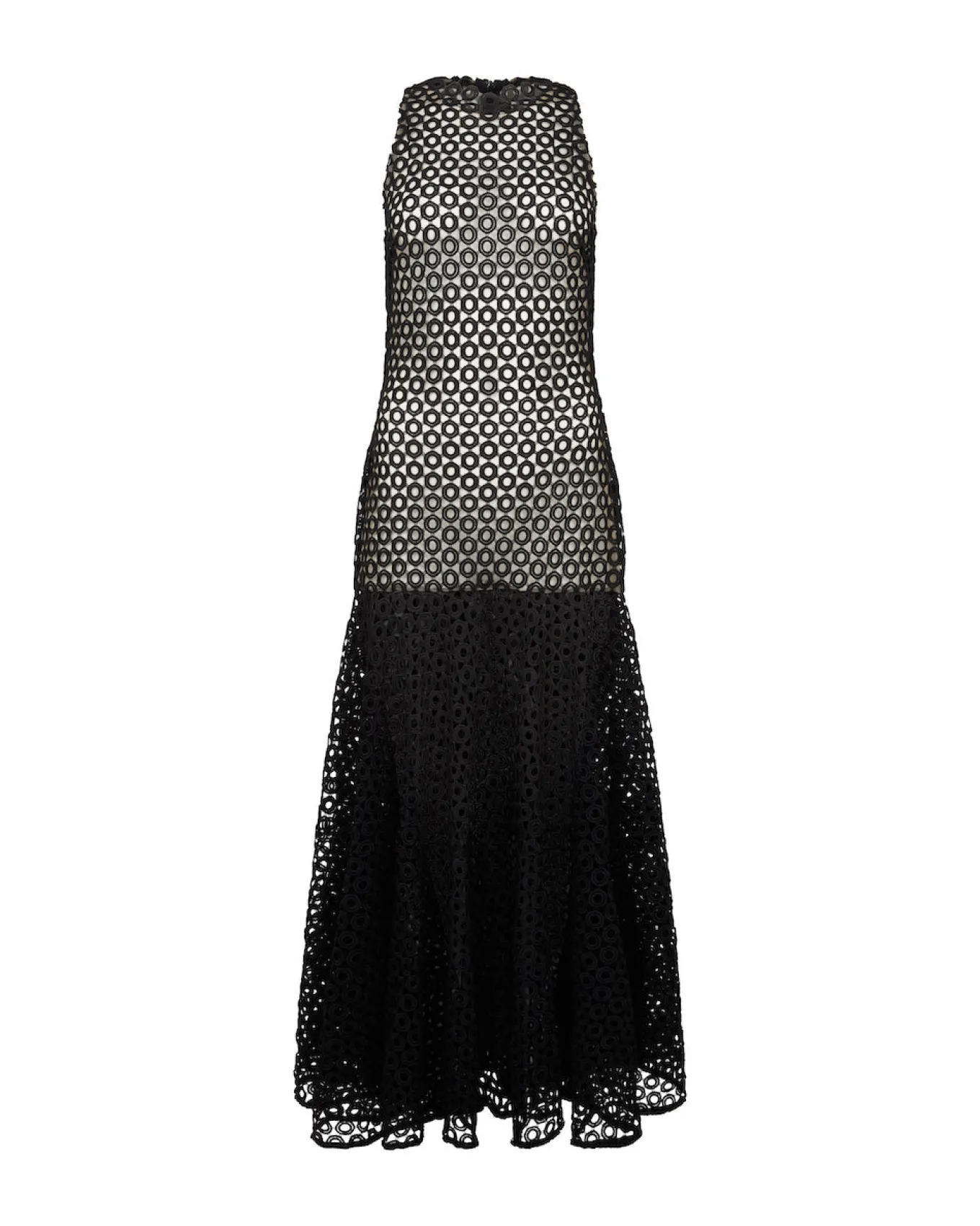 FLARE HEM SLEEVELESS MACRAME DRESS