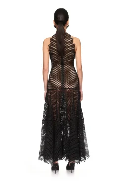 FLARE HEM SLEEVELESS MACRAME DRESS