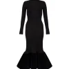 FLOUNCE HEM MIDI DRESS