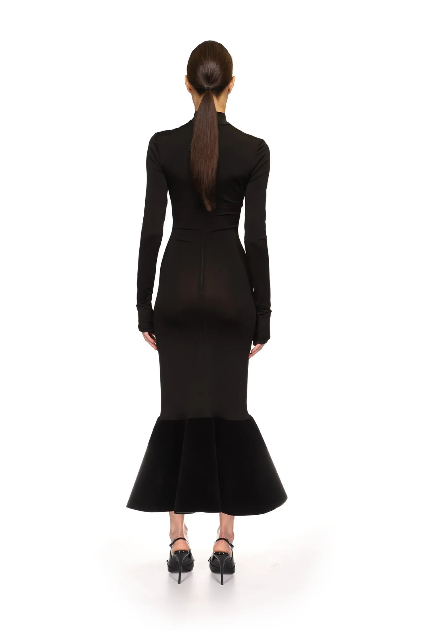 FLOUNCE HEM MIDI DRESS