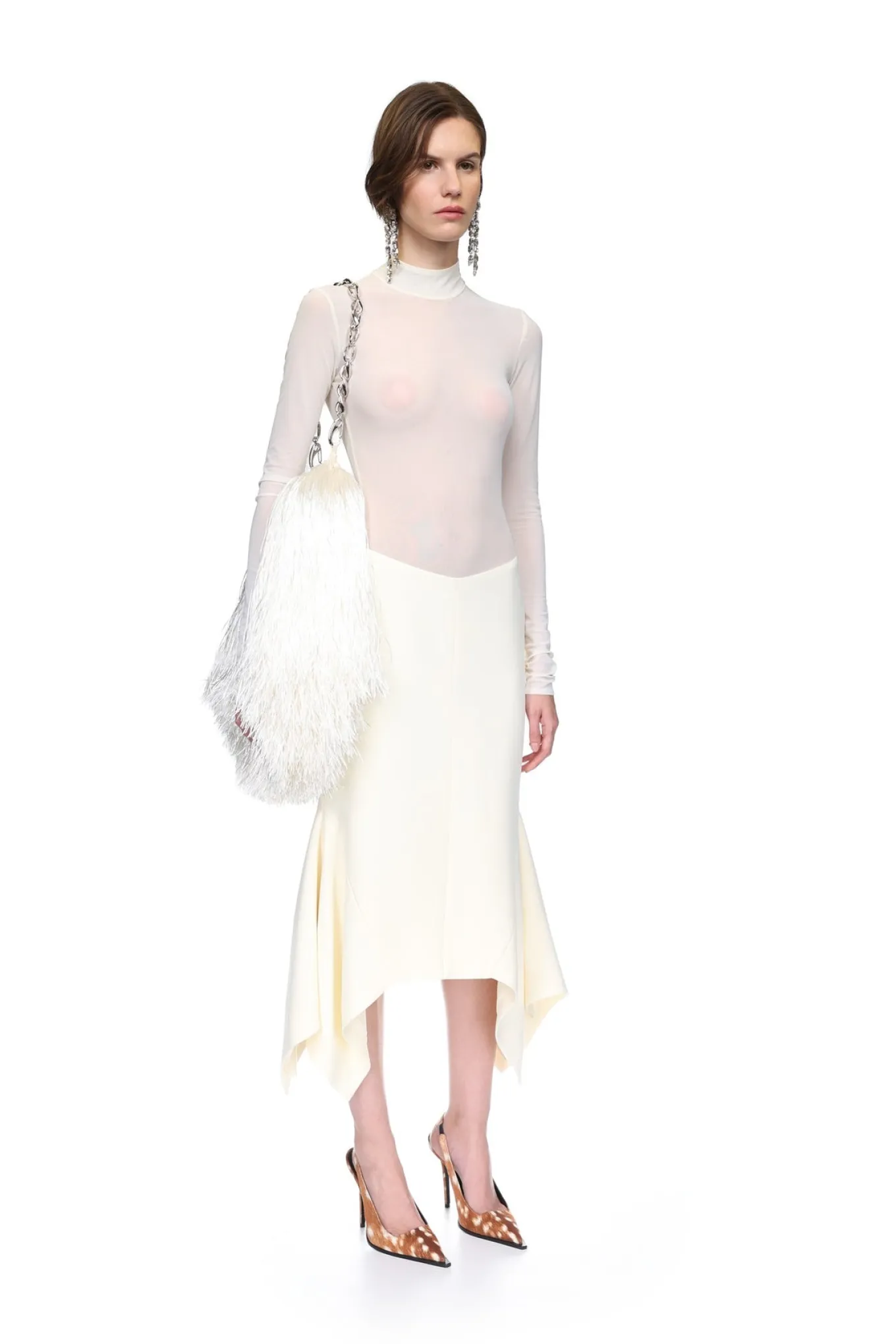 FLOUNCE HEM MIDI SKIRT