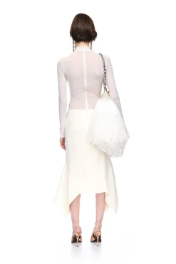 FLOUNCE HEM MIDI SKIRT