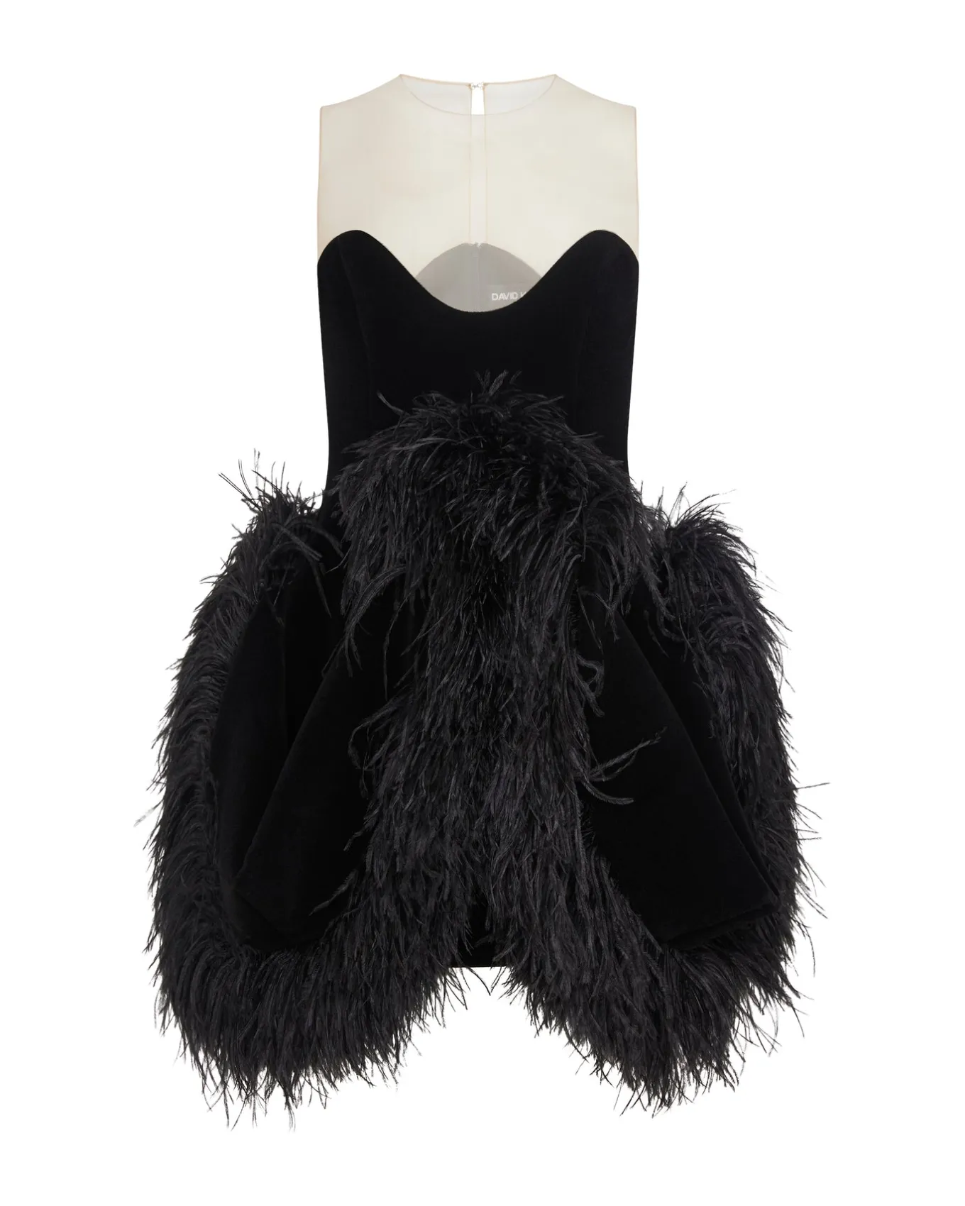 FOLD SKIRT AND FEATHER TRIM MINI DRESS